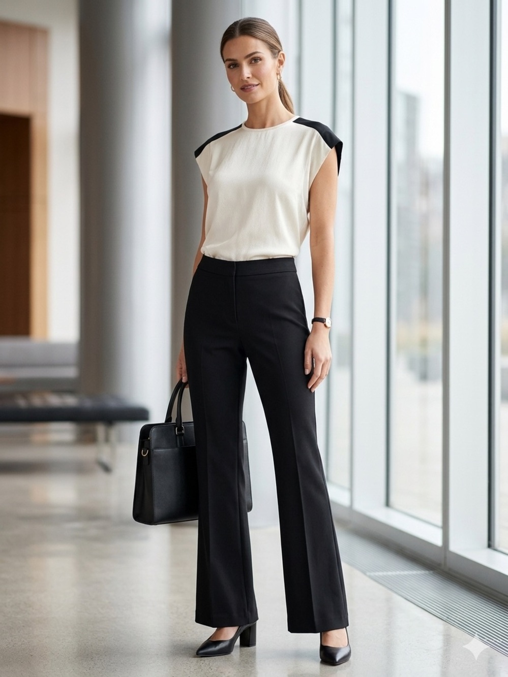 Helmut Lang - P, Gravel Silk Long Blouse Cream Black Cap Sleeve